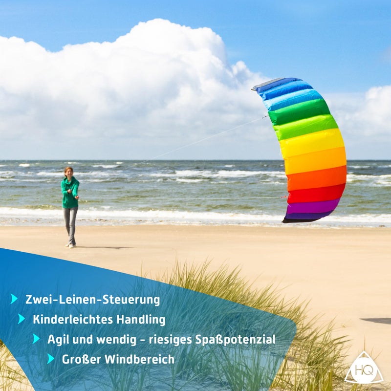 HQ Symphony Beach III 1.8 Stunt Kite, Aqua, Dual Line Foil Sport Kite - Image 5